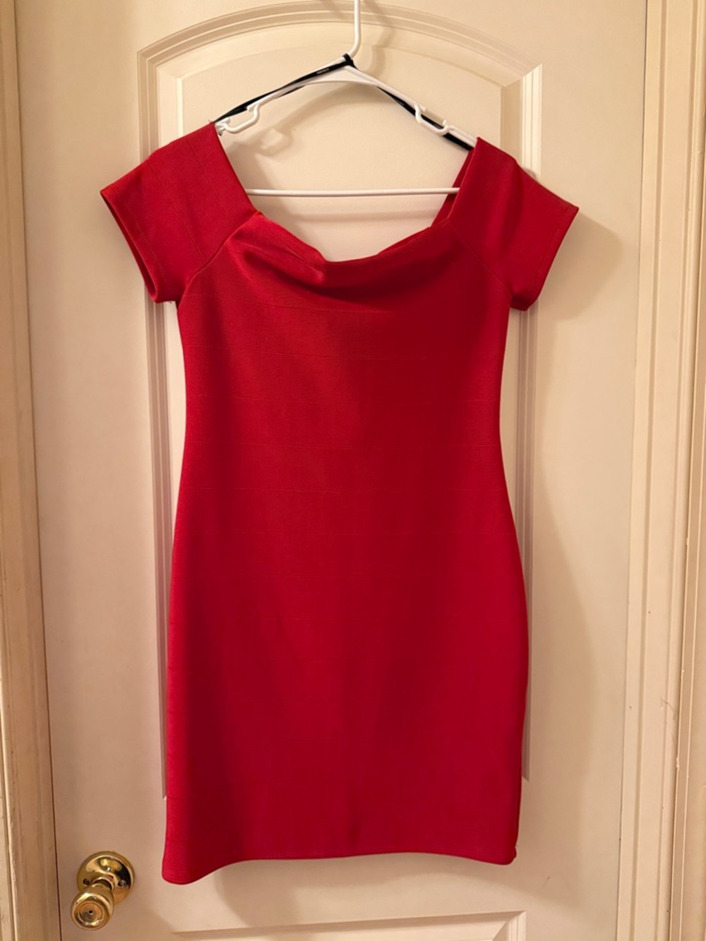 Red Off-Shoulder Sheath Dress - Women